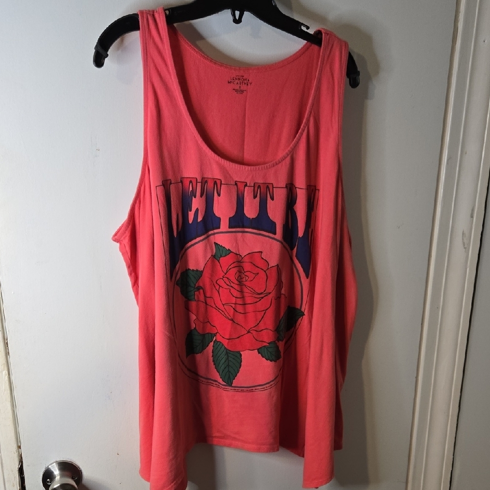 Pink Let It Be Asymettical Hem Tank Top 3X